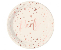 Talerzyki papierowe Rose Gold Party, Decorata, FSC, 23 cm, 8 szt.