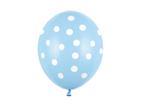 Balony 30cm, Kropki, Pastel Baby Blue (1 op. / 6 szt.)