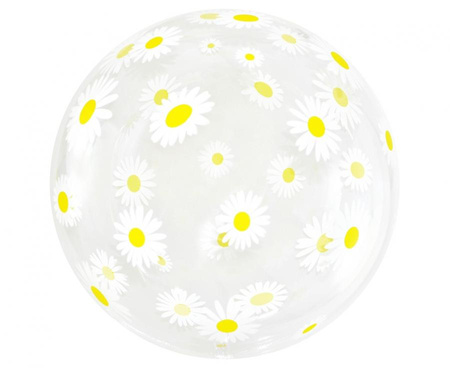 Balon Aqua - kryształowy, stokrotki, 20 cali