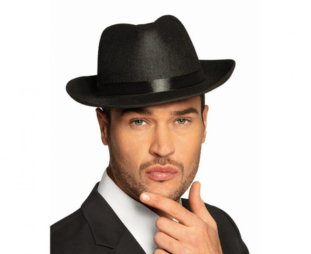 Kapelusz Gangstera, filcowy, czarny