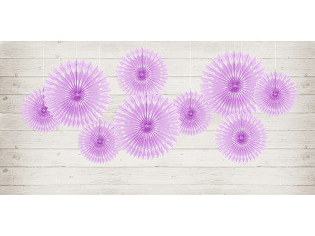 Rozety dekoracyjne, lawenda, 20-30cm (1 op. / 3 szt.)