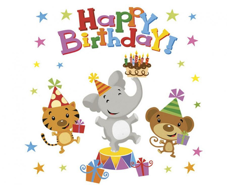 Serwetki pap. Happy Birthday Animals, 33x33 cm, 20 szt.