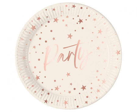 Talerzyki papierowe Rose Gold Party, Decorata, FSC, 23 cm, 8 szt.