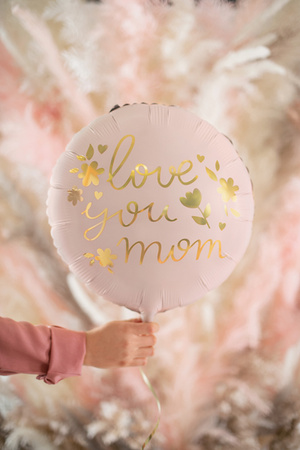 Balon foliowy ''Love you mom'', 45 cm, różowy