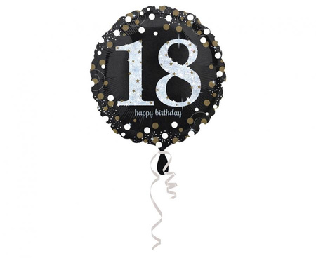 Balon foliowy 18 urodziny, okrągły 43 cm