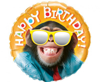 Balon foliowy 18" - Smiling chimp Birthday