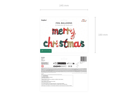 Balon foliowy Merry Christmas, 143 x 25 cm, mix
