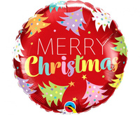 Balon foliowy 18" "Merry Christmas" (kolorowe choinki)