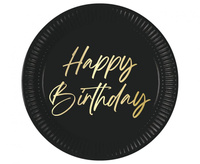 Talerzyki papierowe Elegant Happy Birthday, Decorata, FSC, 23 cm, 8 szt.