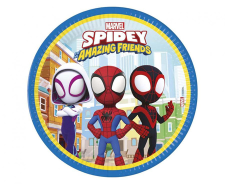 Talerzyki papierowe Spidey & His Amazing Friends, next generation, 23cm, 8 szt. (plastic-free)