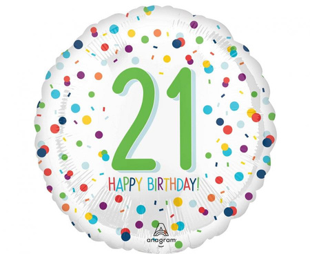 Balon foliowy 18" - Confetti bday 21
