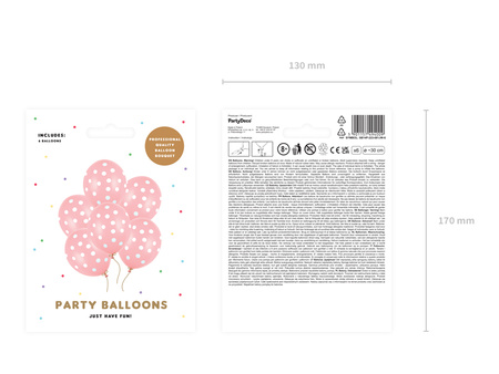 Balony 30cm, Kropki, Pastel Baby Pink (1 op. / 6 szt.)