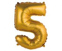 Balon foliowy "Cyfra 5", złota, matowa, 35 cm