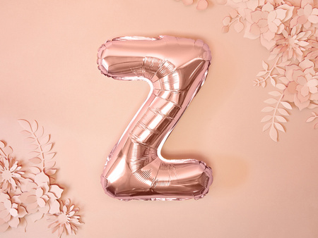 Balon foliowy Litera ''Z'', 35cm, różowe złoto
