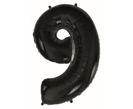 Balon foliowy Cyfra 9 czarna, 92 cm