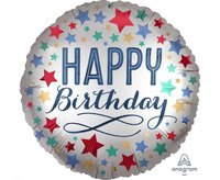 Balon foliowy 18" - Birthday satin with stars