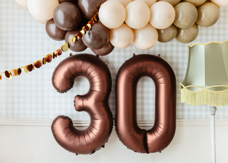 Balon foliowy Cyfra '3', 86cm, mocca