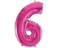 Balon foliowy "Cyfra 6", różowa, 35 cm