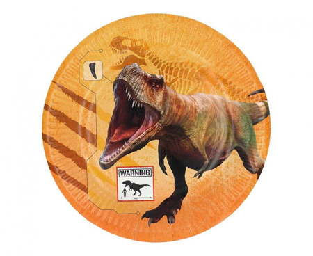 Talerzyki papierowe Dinozaur, 23 cm, 8 szt.
