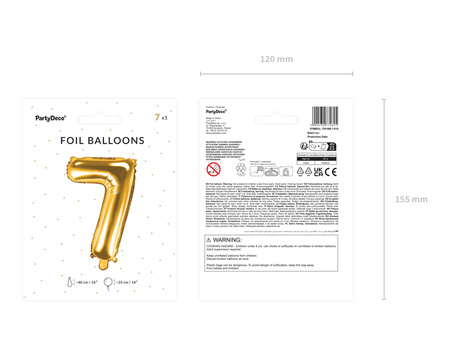 Balon foliowy Cyfra ''7'', 35cm, złoty