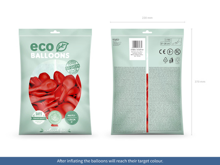 Balony Eco 26cm pastelowe, czerwony (1 op. / 100 szt.)