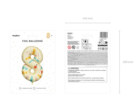 Balon foliowy Cyfra 8 - Wąż, 51x86 cm, mix