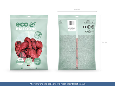 Balony Eco 26cm metalizowane, czerwony (1 op. / 100 szt.)