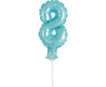 Balon foliowy 13 cm na patyczku "Cyfra 8", błękitna
