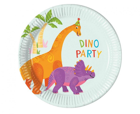 Talerzyki papierowe DINO PARTY, 20 cm, 8 szt.