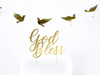 Topper na tort God Bless, złoty, 27,5cm