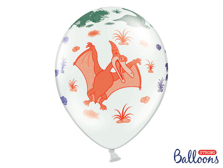 Balony 30cm, Dinozaury, Pastel Pure White (1 op. / 50 szt.)