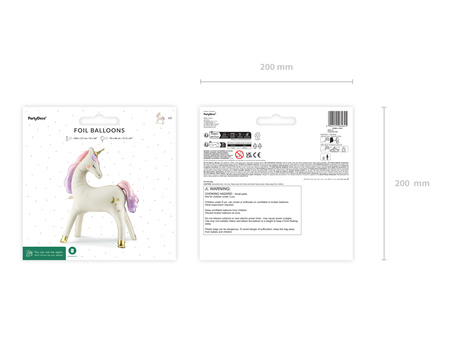 Stojący balon foliowy Jednorożec, 95x86 cm