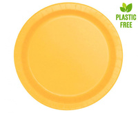 Talerzyki papierowe, żółte, 23 cm, 8 szt. (plastic-free)