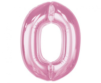 Balon foliowy Smart, cyfra 0, j. różowa, 92 cm