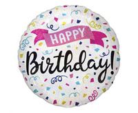 Balon foliowy 18" Happy Birthday - Holo Sparkle Banner, zapakowany