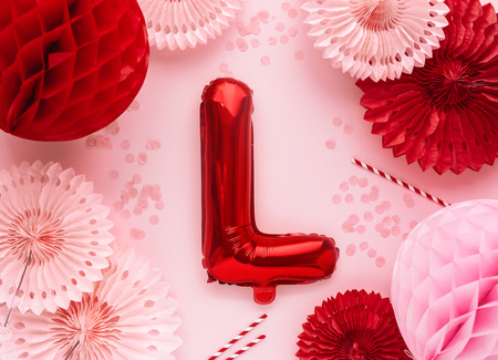 Balon foliowy Litera ''L'', 35cm, czerwony