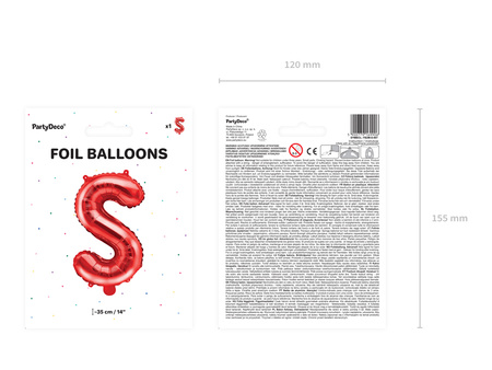 Balon foliowy Litera ''S'', 35cm, czerwony