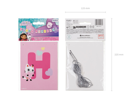 Baner Happy Birthday Koci Domek Gabi, 180 x 15 cm, mix