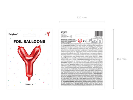 Balon foliowy Litera ''Y'', 35cm, czerwony