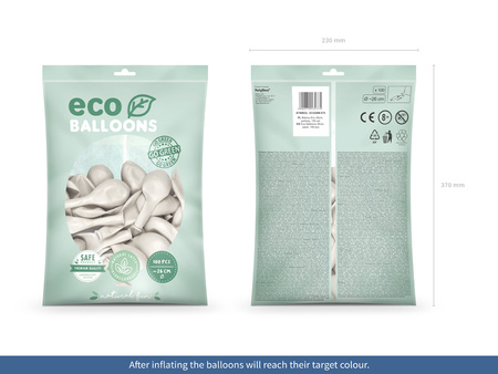 Balony Eco 26cm metalizowane, perłowy (1 op. / 100 szt.)