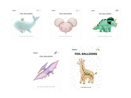 Zestaw balonów foliowych - Zwierzaki, mix (1 op. / 25 szt.)
