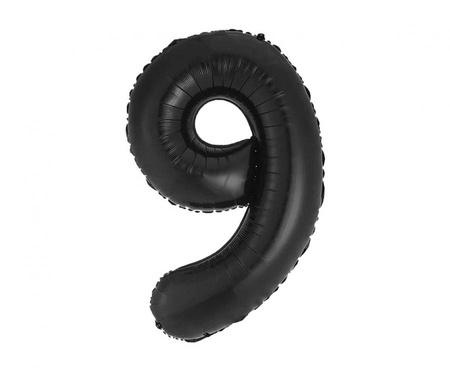 Balon foliowy , cyfra 9, matowa czarna, 85 cm