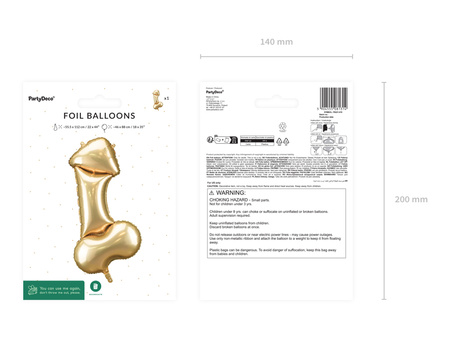 Balon foliowy Penis, 55,5x112 cm, złoty