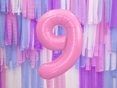 Balon foliowy Cyfra ''9'', 86cm, różowy
