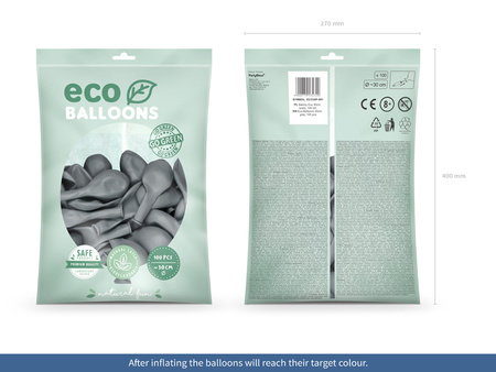 Balony Eco 30cm pastelowe, szary (1 op. / 100 szt.)