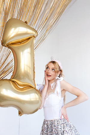 Balon foliowy Penis, 55,5x112 cm, złoty