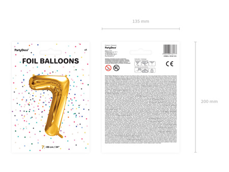 Balon foliowy Cyfra ''7'', 86cm, złoty