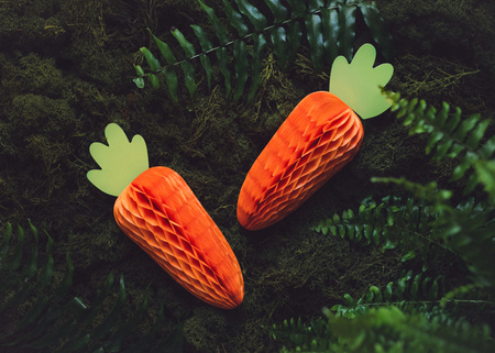 Dekoracja papierowa honeycomb Marchewka, pomarańczowy, 20 cm
