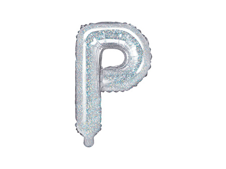 Balon foliowy Litera ''P'', 35cm, holograficzny