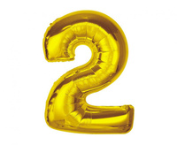 Balon foliowy Smart, cyfra 2, złota, 92 cm